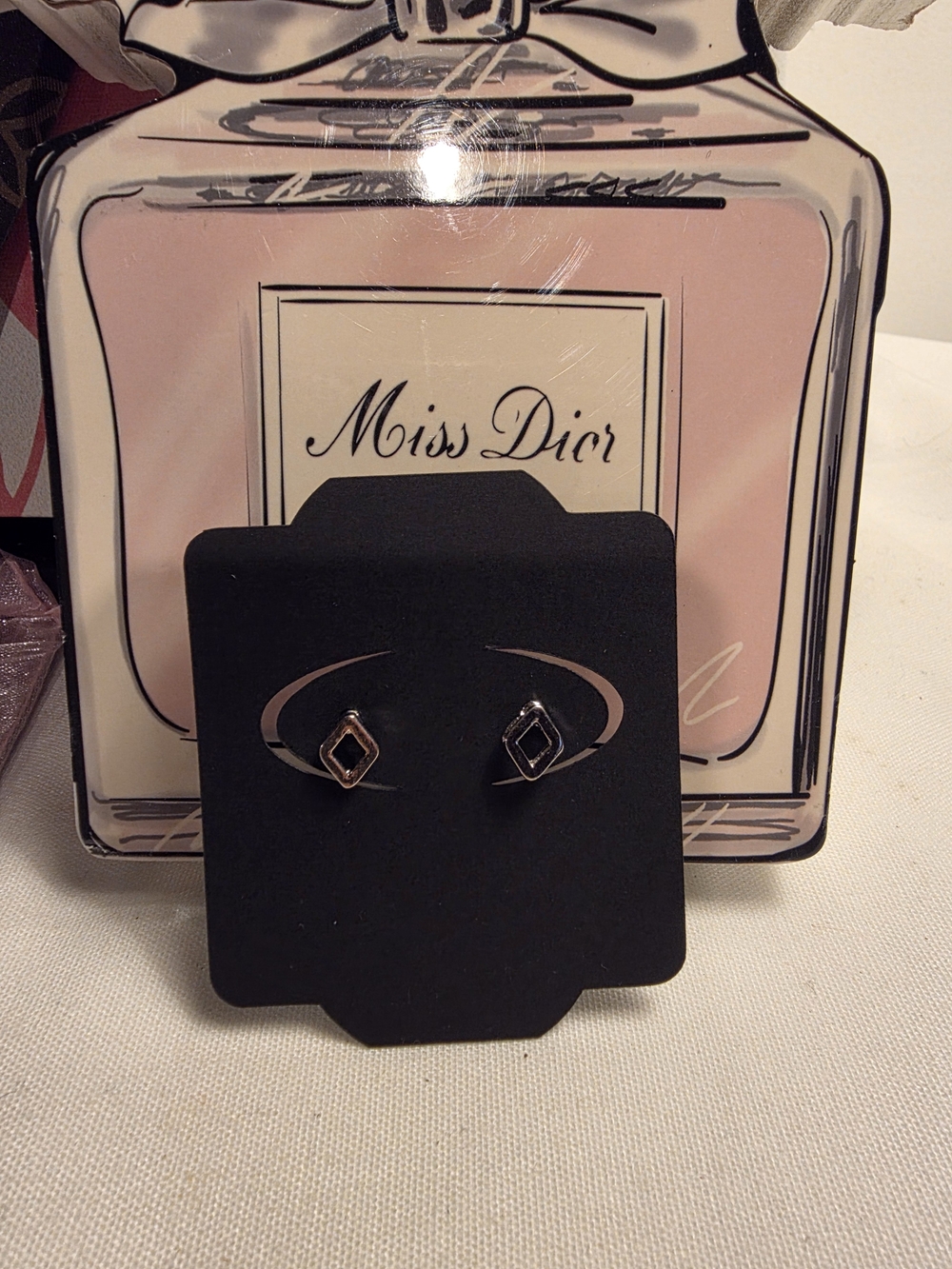 Silver Diamond Shaped Stud Earrings
